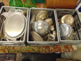 Three boxes of assorted Silver plate