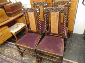 Four barley twist Oak Dining chairs