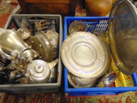 Two boxes of assorted Silver plate