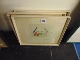 A set of three framed and glazed prints,