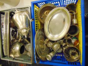Two boxes of assorted Silver plate
