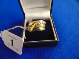 An Edwardian 18ct Gold Snake ring, set with Diamond, approx. .