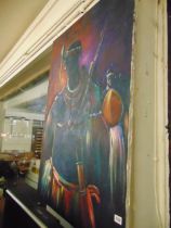 An oil on canvas African tribesman