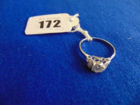 An 18ct White Gold, diamond ring, centre stone,