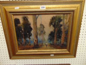 A gilt framed woodland scene,