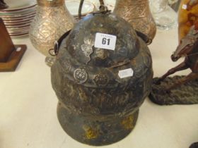 A metal pot with lid possibly Japanese