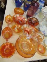 A qty of assorted carnival glass