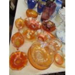 A qty of assorted carnival glass