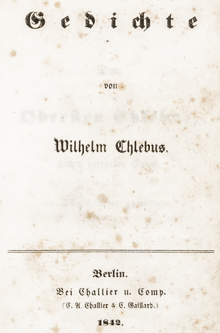 Chlebus, Wilhelm. Gedichte. Berlin,