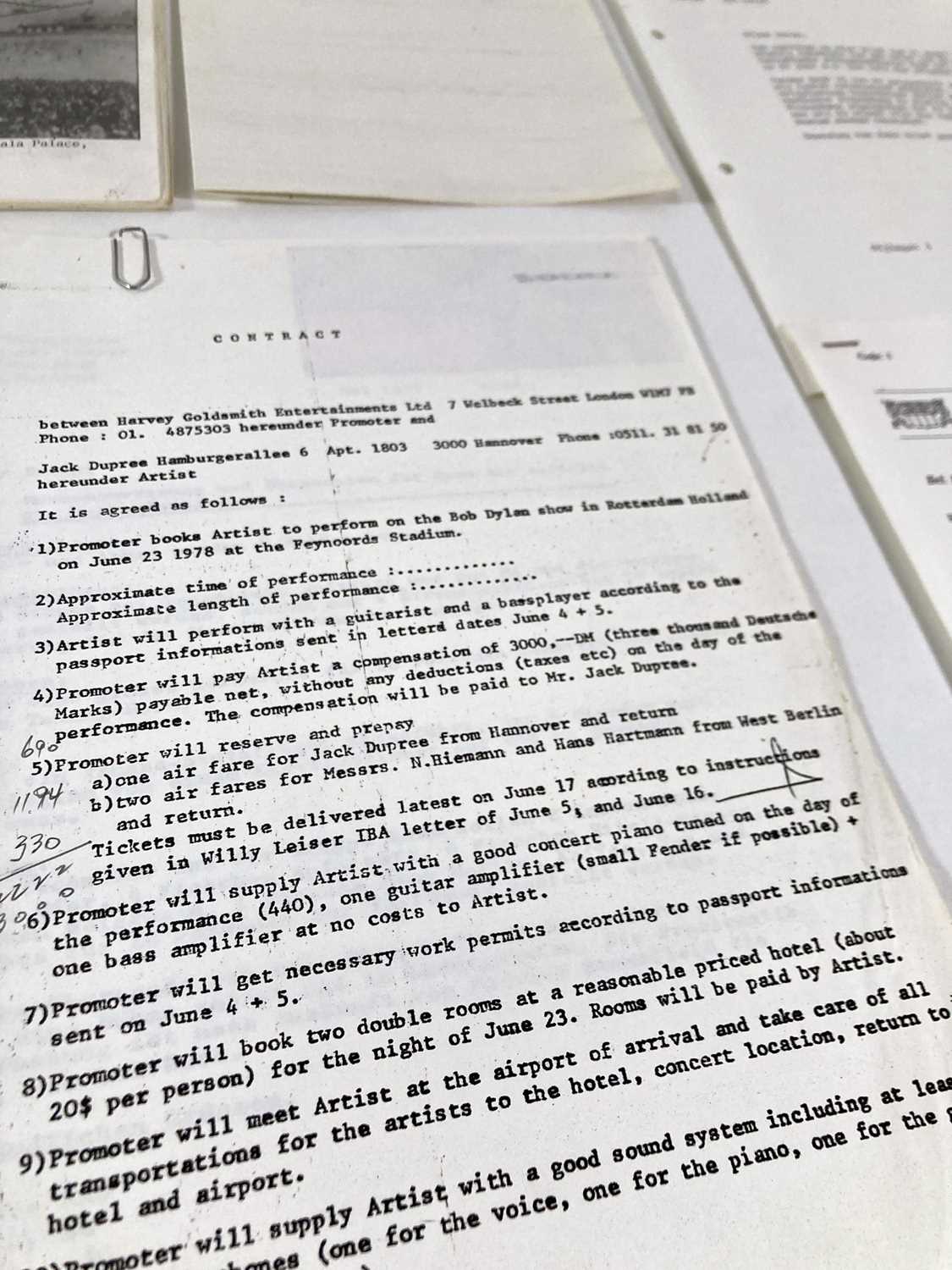 BOB DYLAN - CONTRACTS C 1978. - Image 5 of 12