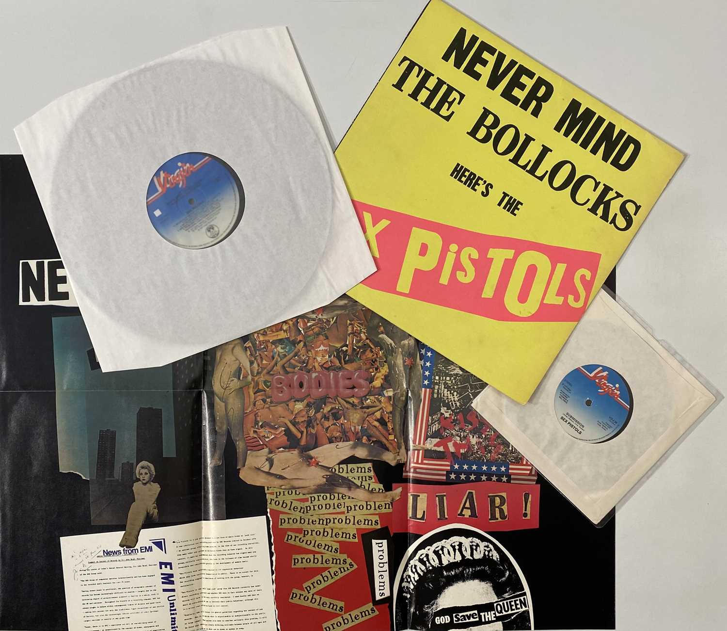 SEX PISTOLS - NEVER MIND THE BOLLOCKS LP (ORIGINAL UK W/ SUBMISSION 7", POSTER & BLANK BACK COVER -