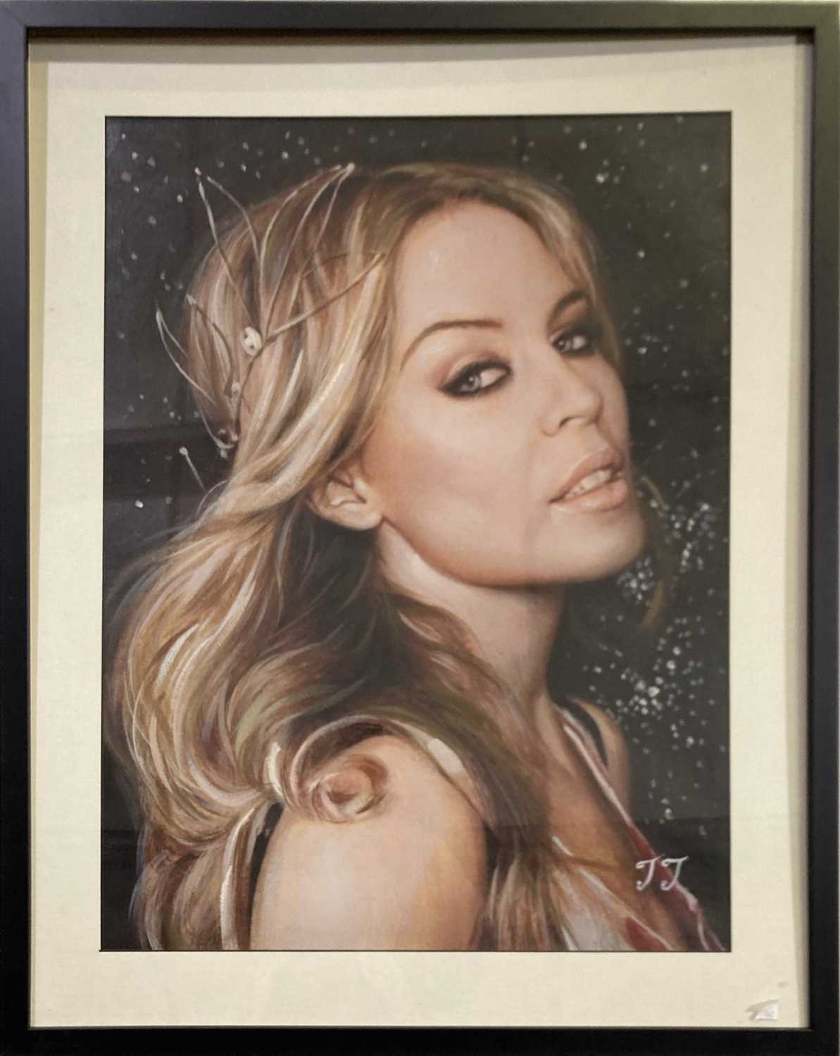 KYLIE MINOGUE ORIGINAL ARTWORK, MIXED MEDIA ON CANVAS.