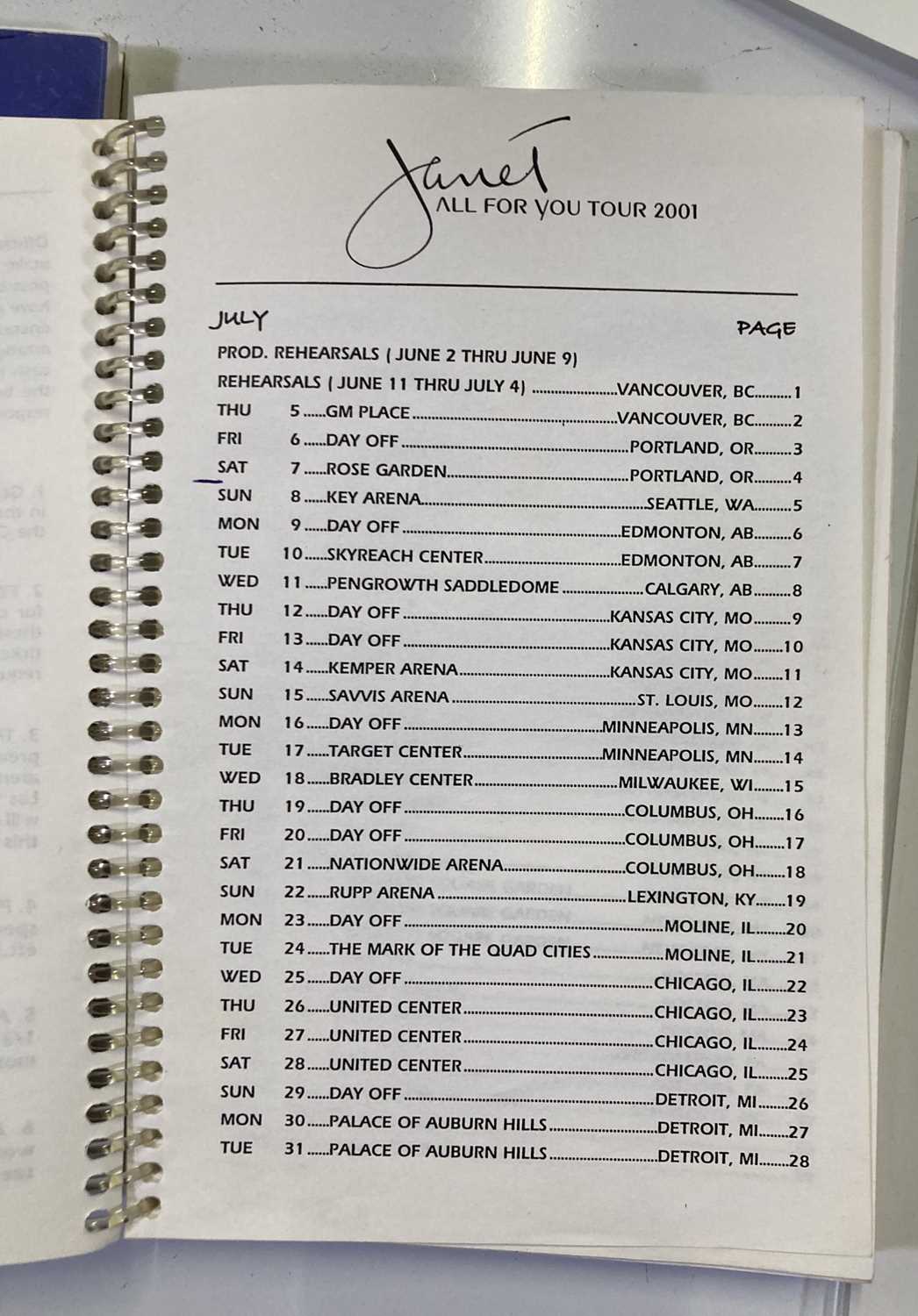 JANET JACKSON - TOUR ITINERARIES AND EPHEMERA, - Image 5 of 12