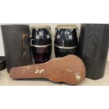 STRAWBERRY STUDIOS - STRAWBERRY RENTALS COLLECTION - BONGOS AND 10CC USED GUITAR CASE.
