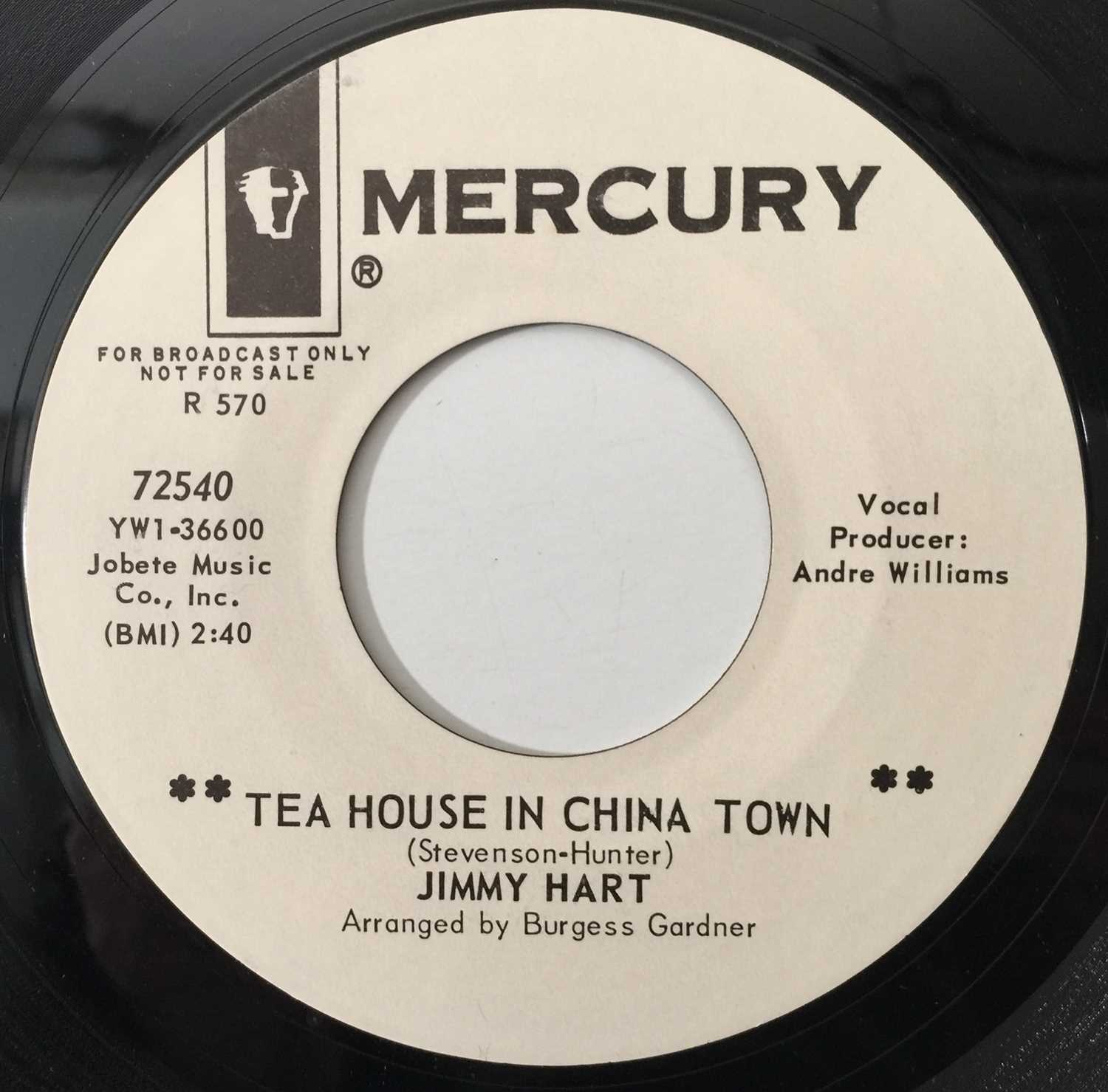 JIMMY HART - TEA HOUSE IN CHINA TOWN/ SUGAR BABY 7" (SOUL - MERCURY PROMO - 72540) - Image 2 of 3