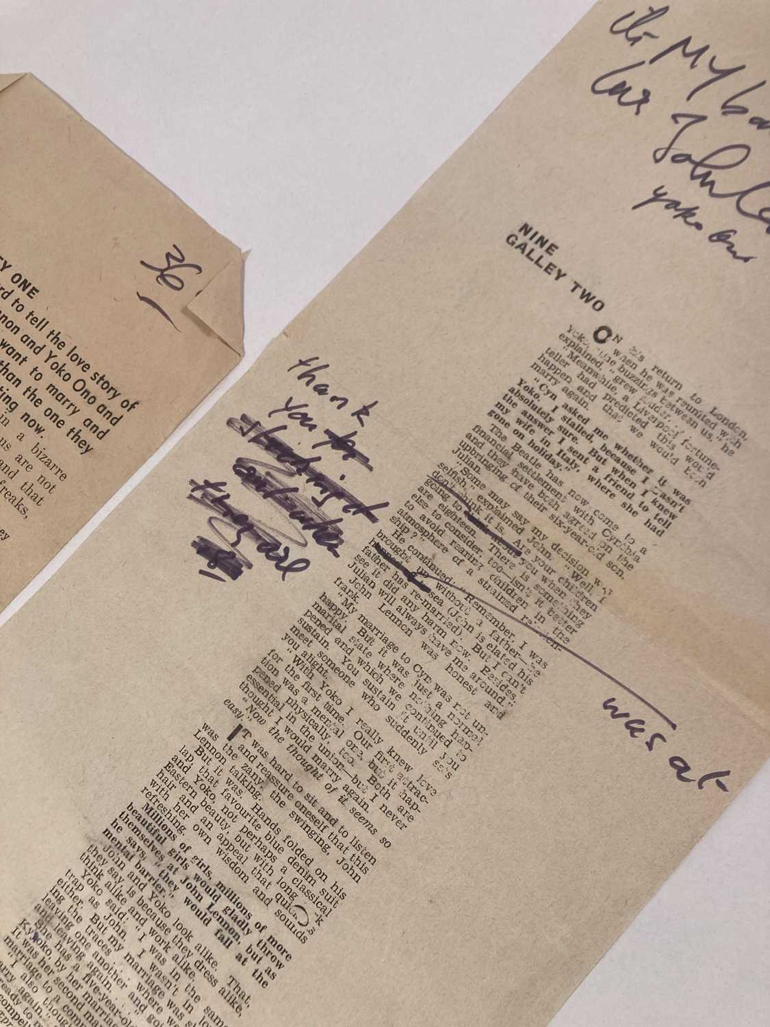 THE BEATLES - AN INTERVIEW PROOF ANNOTATED AND SIGNED BY JOHN LENNON. - Image 3 of 8