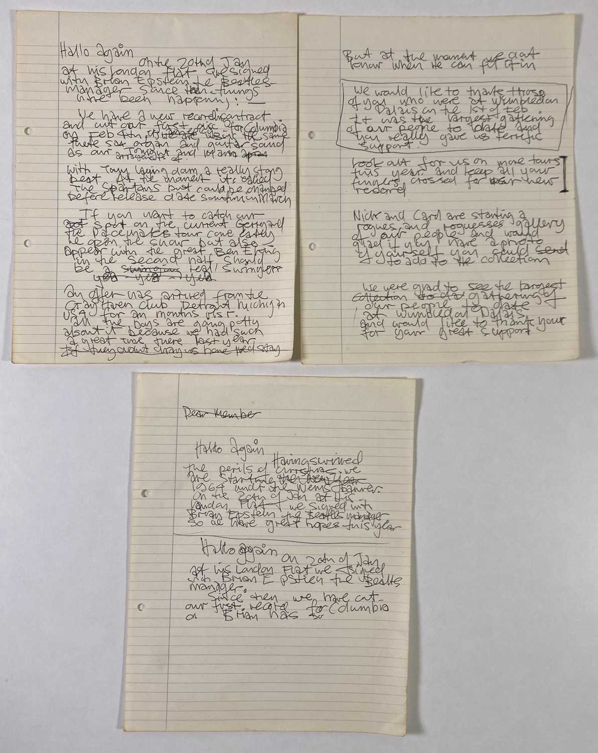 SOUNDS INCORPORATED - EPHEMERA INC CORRESPONDENCE WITH BRIAN EPSTEIN. - Image 10 of 20