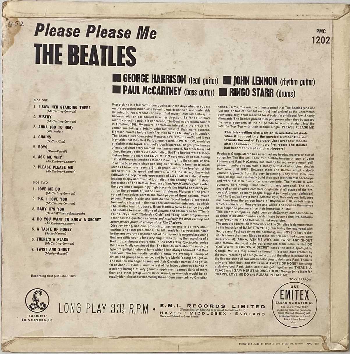 THE BEATLES - PLEASE PLEASE ME LP (ORIGINAL UK MONO 'BLACK AND GOLD' PRESSING - PMC 1202). - Image 3 of 5