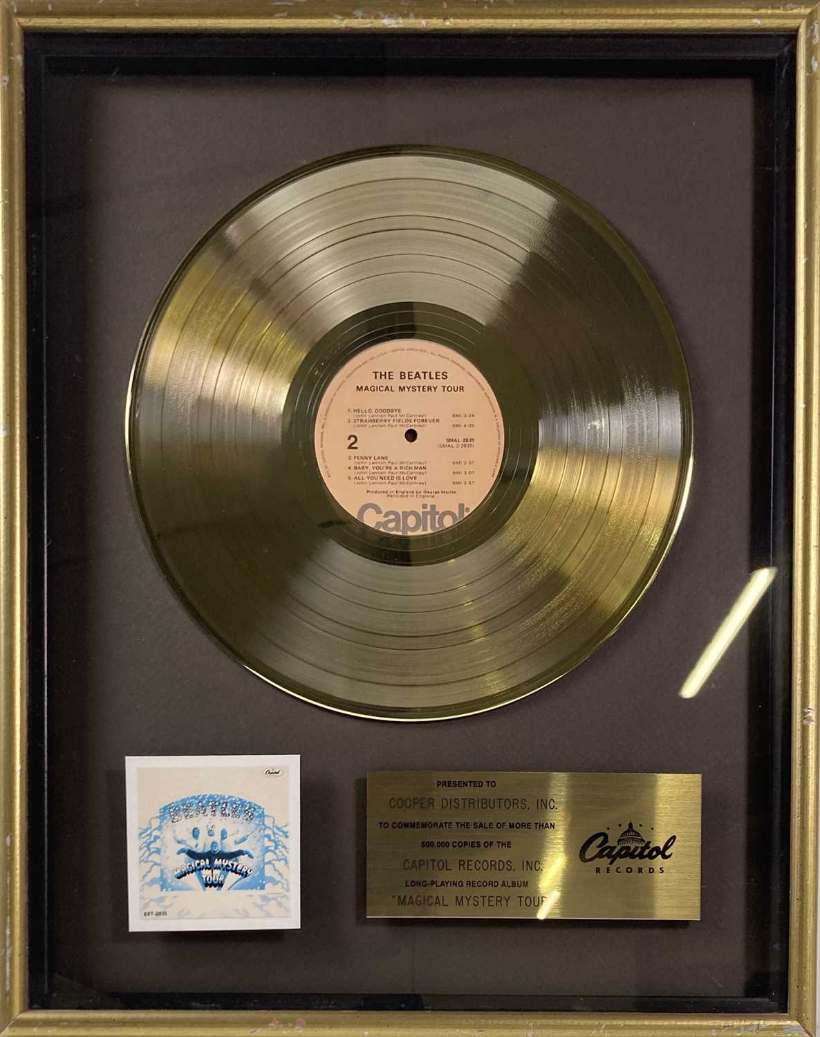 THE BEATLES - IN HOUSE PRESENTATION AWARD FOR MAGICAL MYSTERY TOUR.