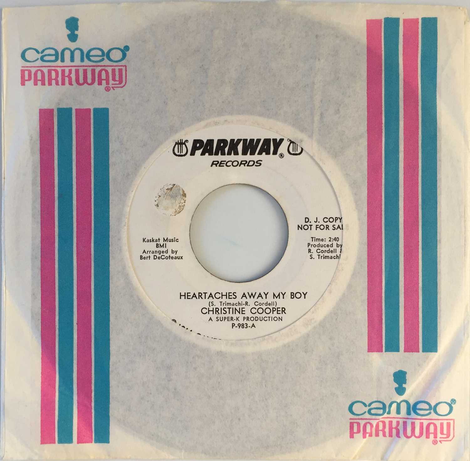 CHRISTINE COOPER - HEARTACHES AWAY MY BOY 7" (US PROMO - PARKWAY P-983)