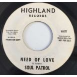 SOUL PATROL - NEED OF LOVE/ SAVE YOUR LOVE 7" (US PROMO - HIGHLAND H-077)