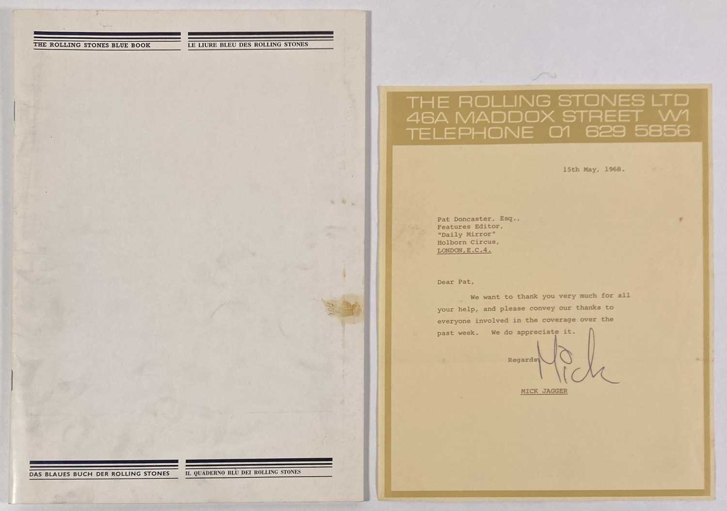 THE ROLLING STONES - MICK JAGGER SIGNED LETTER.