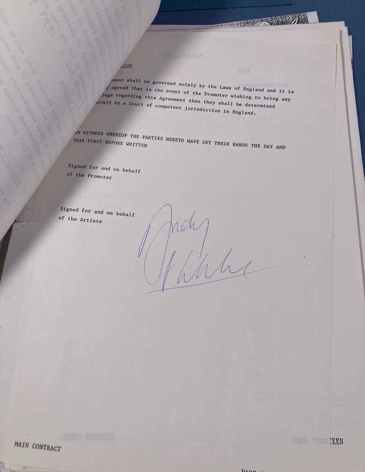 CONTRACTS AND CONCERT BOOKING ARCHIVE - DEPECHE MODE INC ANDY FLETCHER SIGNED , 1982-1986. - Image 3 of 7