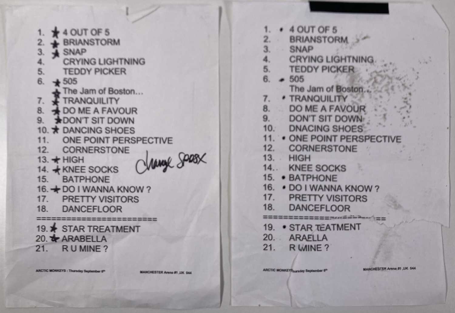 ARCTIC MONKEYS - MANCHESTER ARENA SETLISTS 2018. - Image 9 of 9