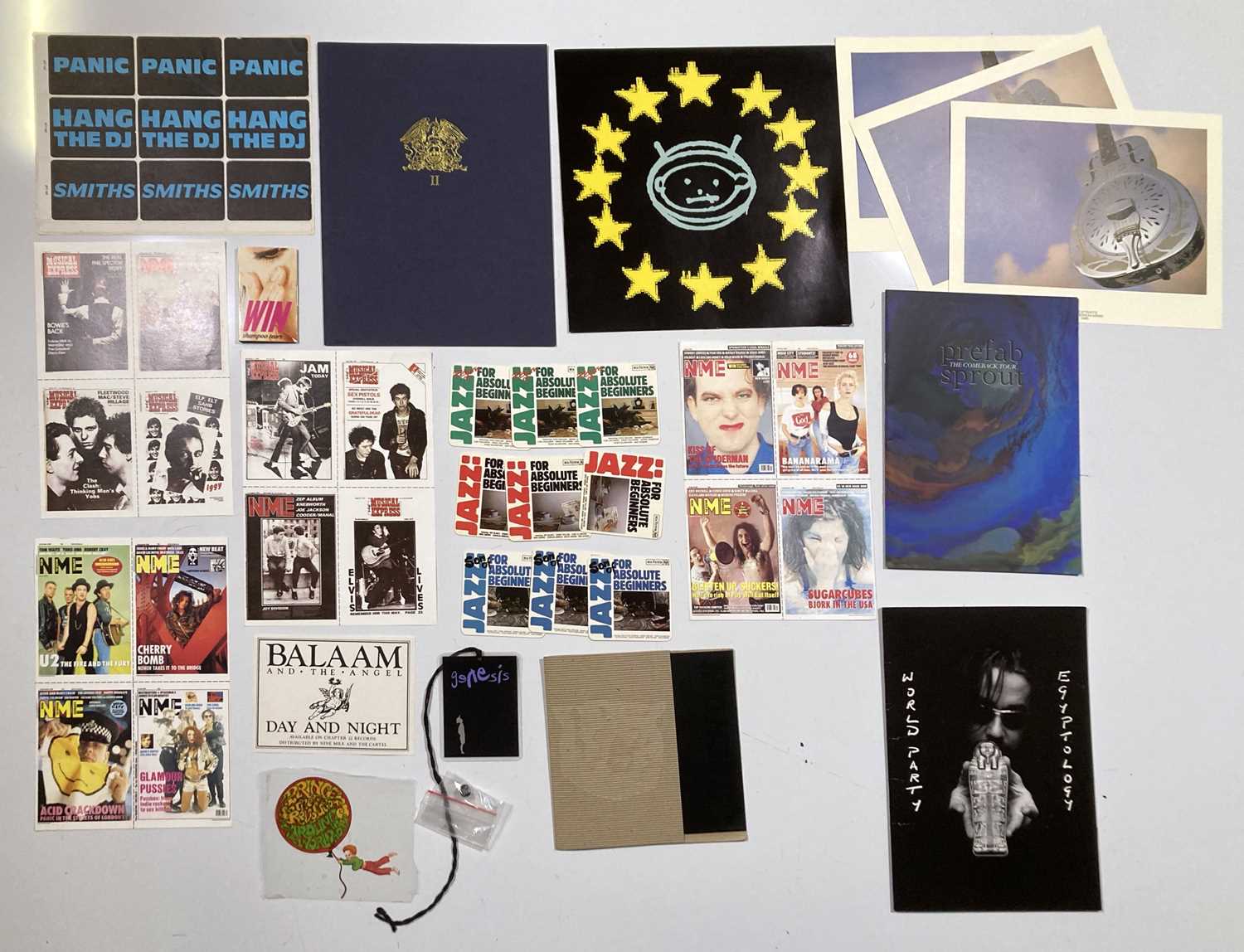 PRESS / PROMO ITEM COLLECTION - QUEEN / SMITHS STICKERS / PRINCE ETC.