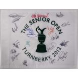 GOLF MEMORABILIA - 2012 SENIOR OPEN MULTI SIGNED FLAG.