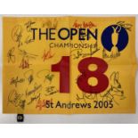 GOLF MEMORABILIA - OPEN FLAG SIGNED BY 2005 PLAYERS..