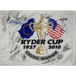 GOLF MEMORABILIA - UK TEAM SIGNED RYDER CUP FLAG.