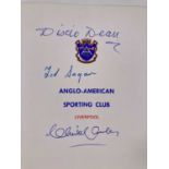 EVERTON INTEREST - DIXIE DEAN & MORE SIGNED SPORTING CLUB DINNER MENU.