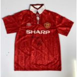FOOTBALL MEMORABILIA - A MANCHESTER UNITED SHIRT SIGNED BY LEE SHARPE.