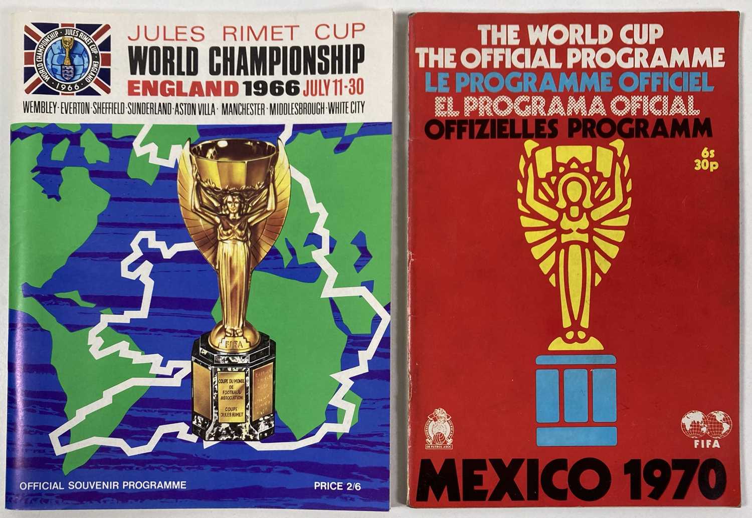 OFFICIAL WORLD CUP PROGRAMMES (ENGLAND 1966 & MEXICO 1970).