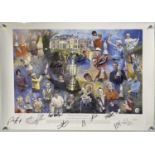 GOLF MEMORABILIA - MULTI SIGNED OPEN CHAMPIONSHIP PRINT.