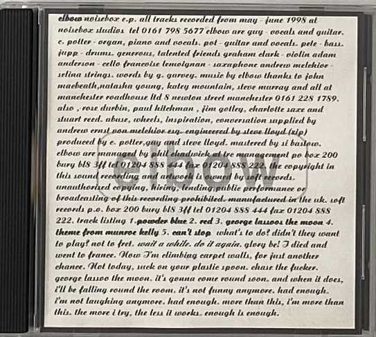 ELBOW - NOISEBOX EP CD (1998 UK OG - SOFT RECORDS - SOFTREC 001)