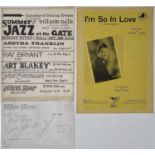 JAZZ INTEREST - 1961 PROGRAMME SIGNED BY ART BLAKEY - POSTCARDS SIGNED BY JOE MORELLO / DANNY BARCEL