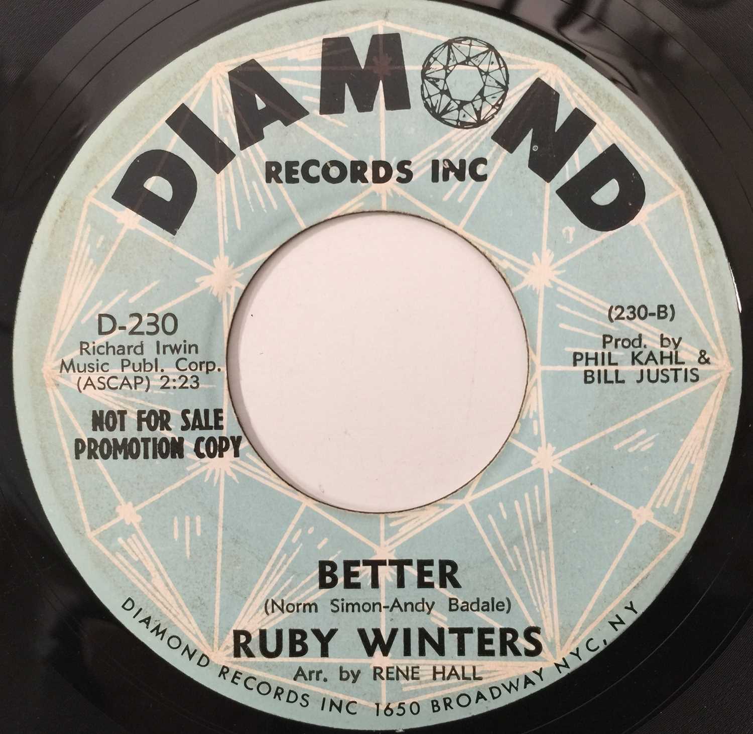 RUBY WINTERS - I WANT ACTION/ BETTER 7" (US PROMO - DIAMOND D-230) - Image 2 of 2