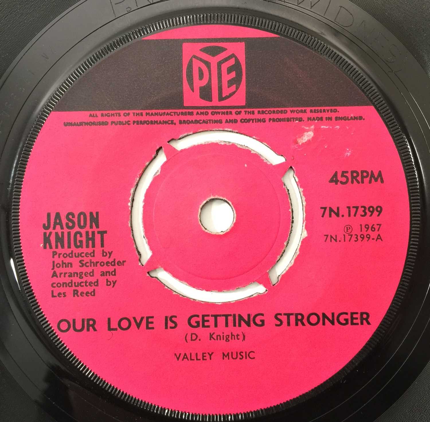 JASON KNIGHT - OUR LOVE IS GETTING STRONGER/ STANDING IN MY SHOES 7" (UK SOUL - PYE 7N.17399)