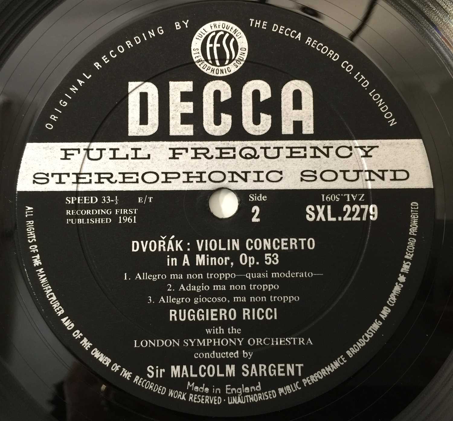 RUGGIERO RICCI / SARGENT - VIOLIN CONCERTO (ED1 - DECCA SXL 2279) - Image 5 of 5