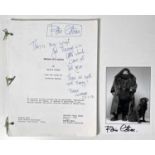 ROBBIE COLTRANE SIGNED PERSONAL FILM SCRIPT FOR 'MESSAGE IN A BOTTLE' & PHOTO.