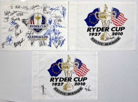 GOLF MEMORABILIA - RYDER CUP - MULTI SIGNED FLAGS.