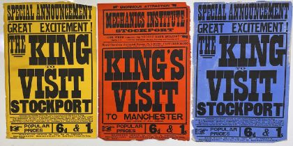 LOCAL INTEREST - 'KING TO VISIT STOCKPORT' ORIGINAL POSTER SET.