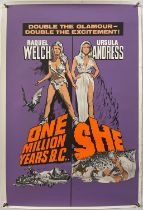 ONE MILLION YEARS B.C. (1966) / SHE (1965) - ORIGINAL UK DOUBLE CROWN FILM POSTER.