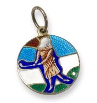 GOLF MEMORABILIA - SILVER AND ENAMEL MEDALLION, 1911.