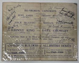 BOXING MEMORABILIA - A PROGRAMME SIGNED BY EARLY 20TH C BOXERS INC JOHNNY KING.