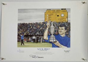 GOLF MEMORABILIA - 1999 OPEN PAUL LAWRIE SIGNED PRINT.