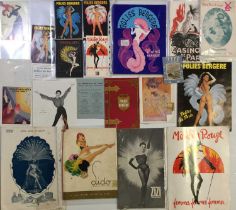 FOLIES BERGERE/MOULIN ROUGE - ORIGINAL POSTCARDS / MENUS / PROGRAMMES ETC.