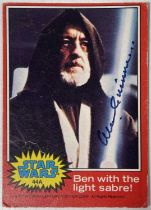 STAR WARS INTEREST - ORIGINAL 1977 COLLECTORS CARD SIGNED BY ALEC GUINNESS.